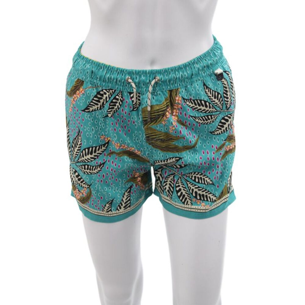 Agua Bendita Women Bermuda Swim Bottoms Green Floral Drawstring Size 14